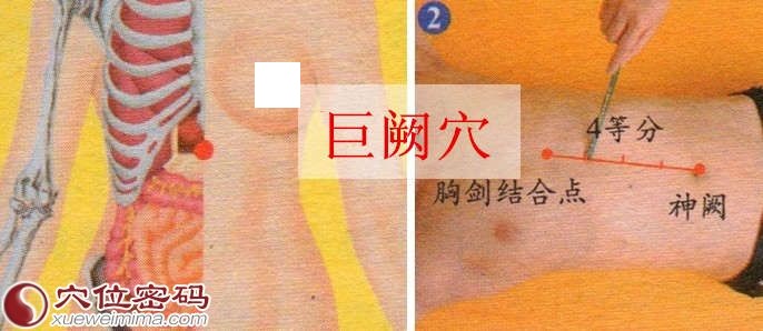 巨阙穴的取穴方法示范图